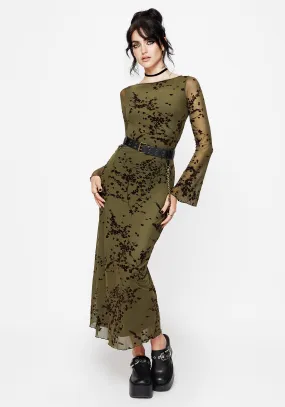 Aura Glow Dance-Party Jael Flocked Devor?? Midi Dress