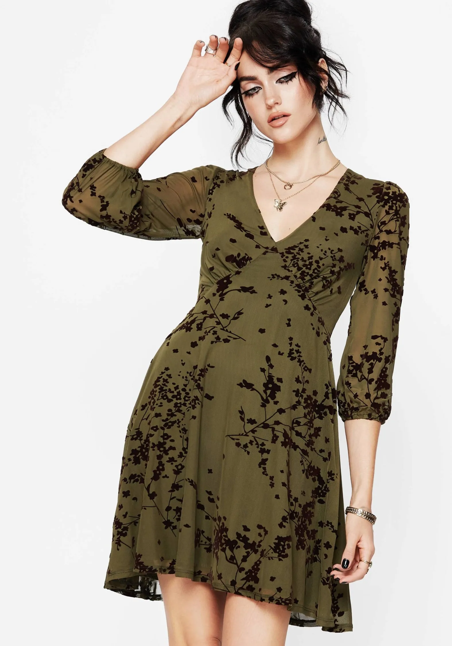 Perfect For Work Jael Flocked Devor?? Smock Mini Dress