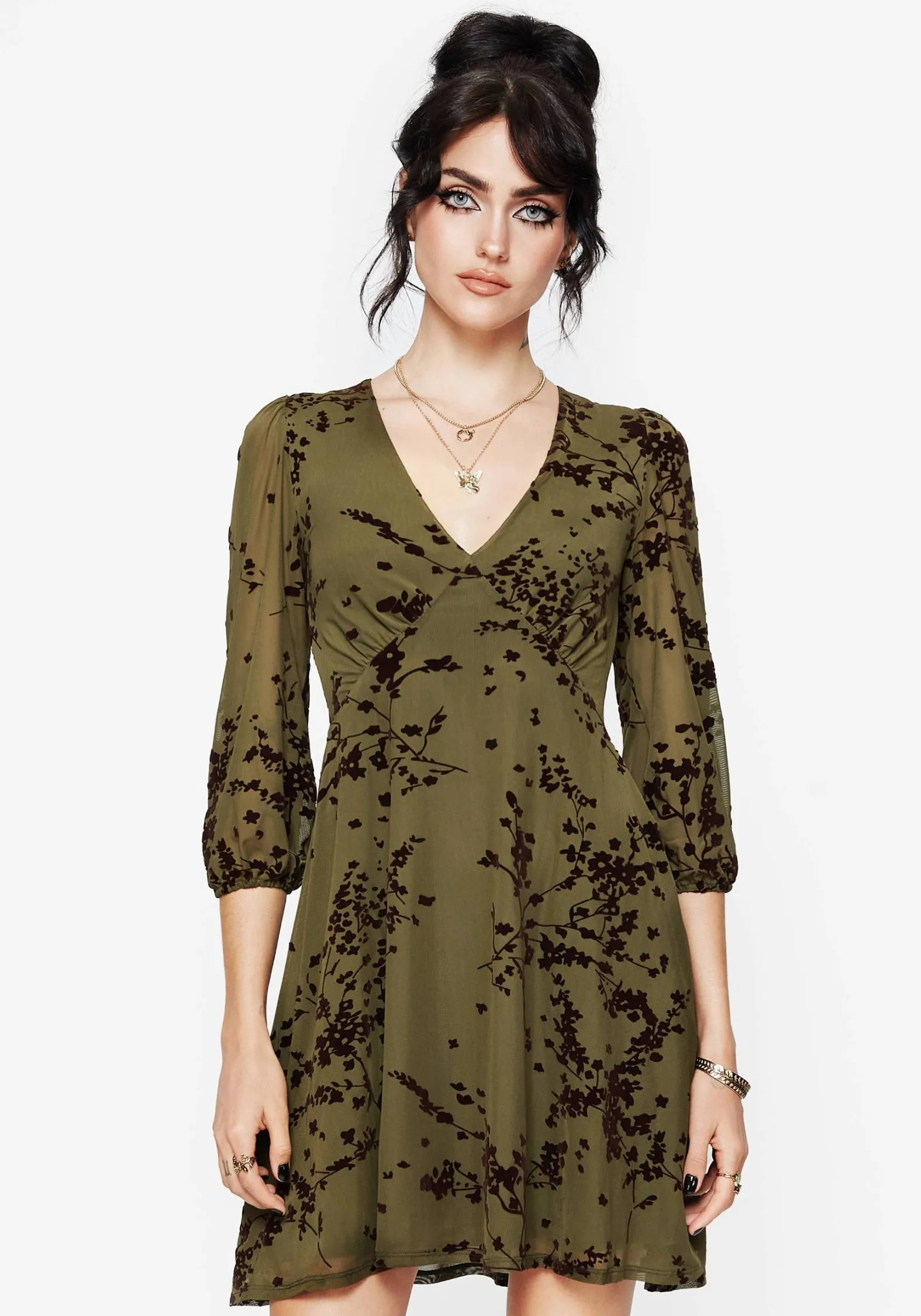 Jael Flocked Devor?? Smock Mini Dress Elegant Wear Feminine Line