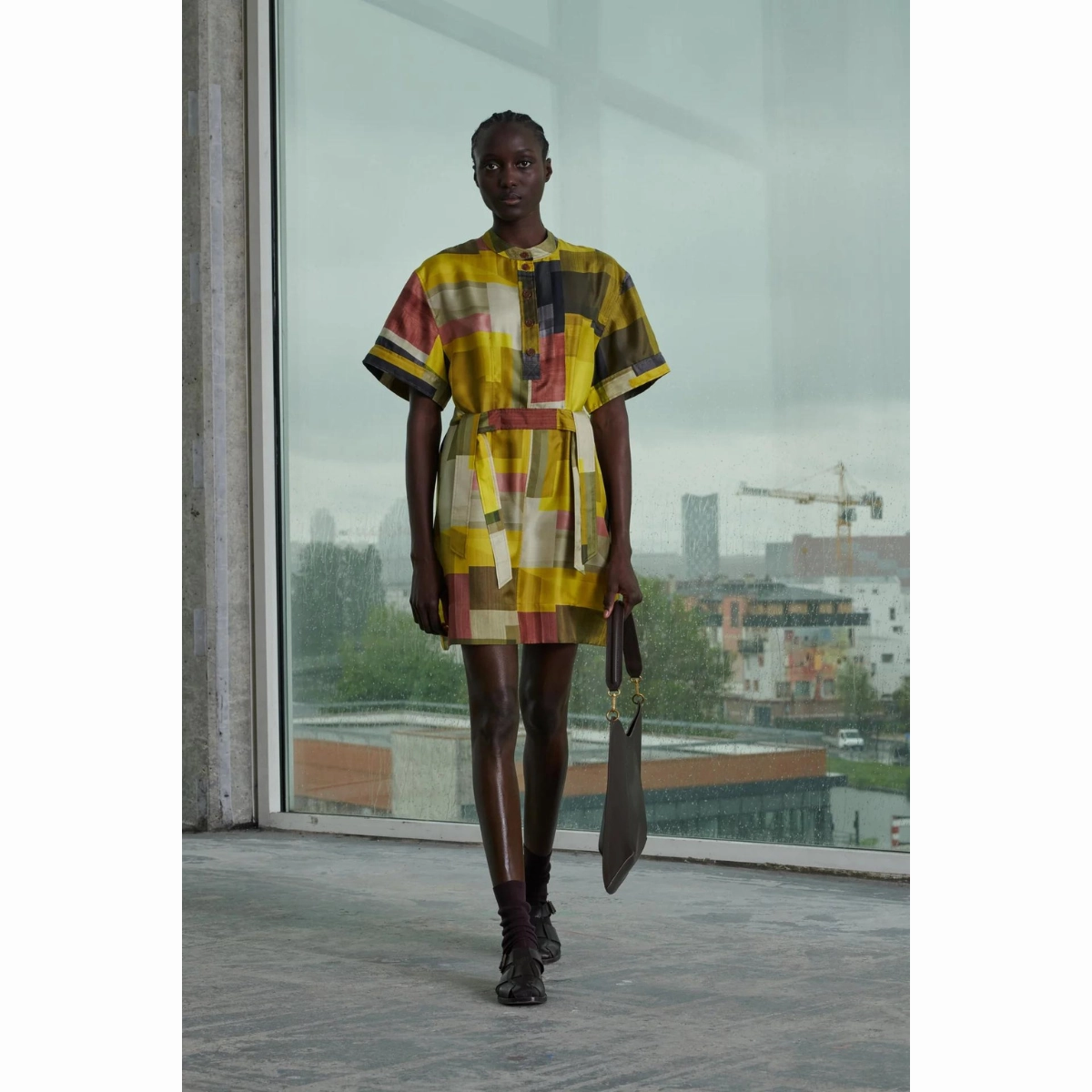 Jaune Kaki Wanda Dress Everyday Layers Subtle Flex