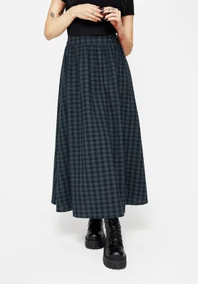 Jeannie Check Cotton Button Up Midaxi Skirt Fashion Style