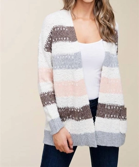 Cold-weather knit All Season Knitwear Jillian Open Front Sweater Cardigan In Oatmeal/brown