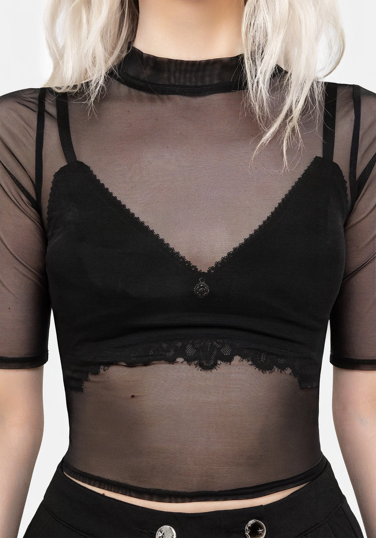Light material ReflectiveTrims Jinx Mesh Short Sleeve Top