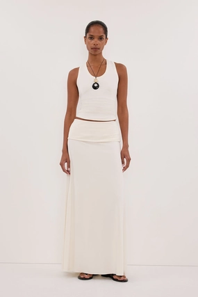 JULIE OFF WHITE MODAL BLEND MAXI SKIRT Clean Aesthetic Chic Look