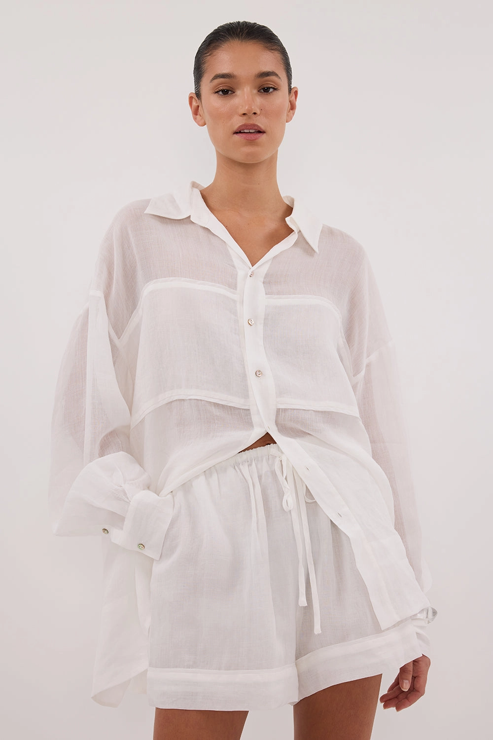 Double Layered Construction KAI WHITE RAMIE SHORT