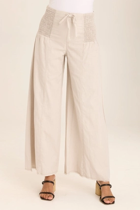 Kaj Wide Leg Cotton Linen Flare Pant Light Reflective Details Quick Access Zippers