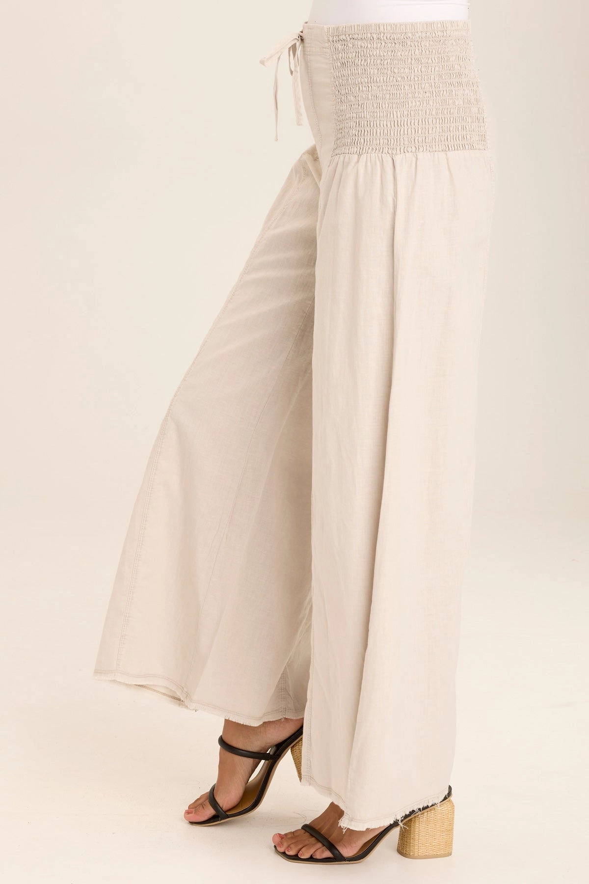 anti slip grip Kaj Wide Leg Cotton Linen Flare Pant