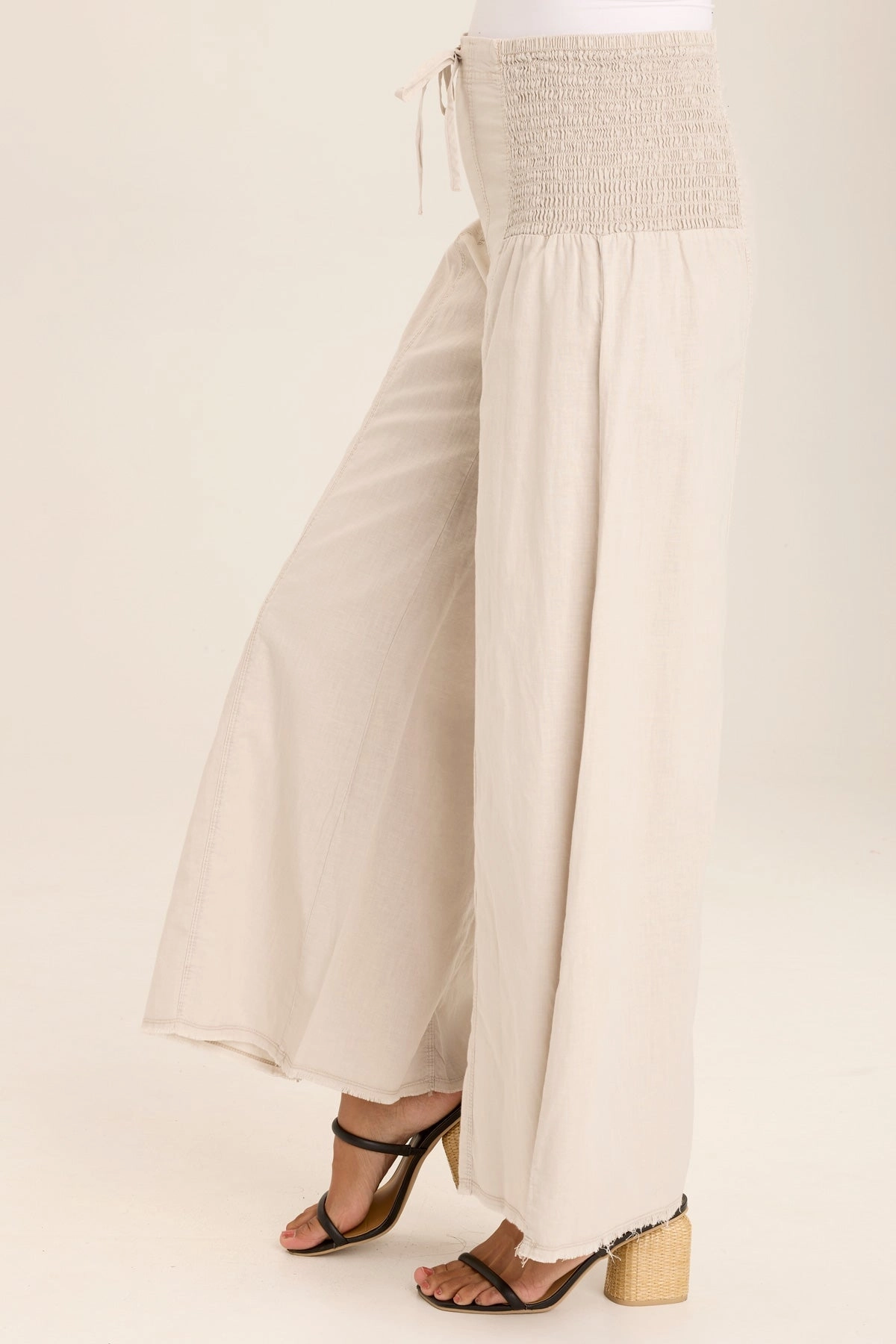 Kaj Wide Leg Cotton Linen Flare Pant Air Circulation