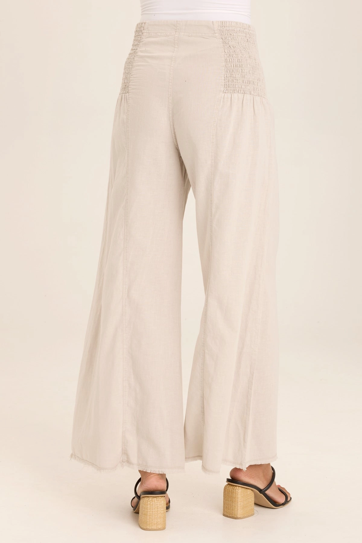 Kaj Wide Leg Cotton Linen Flare Pant Solid shade