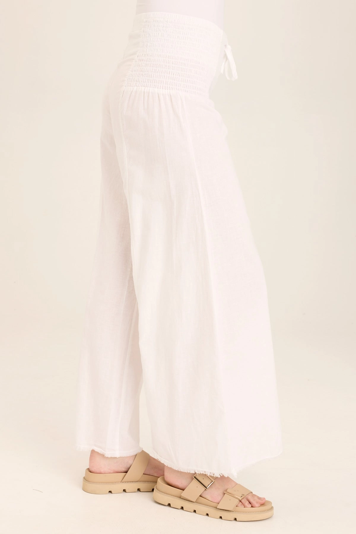 Kaj Wide Leg Cotton Linen Flare Pant NonSlipInnerGrip Perfect Silhouette