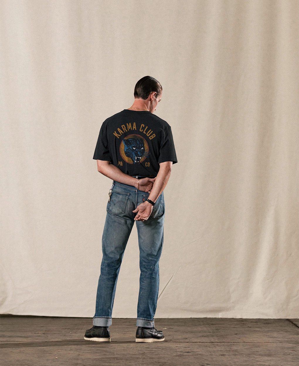 Karma Club 2.0 T-Shirt - Heavy Washed Black Brushed Interior Lining
