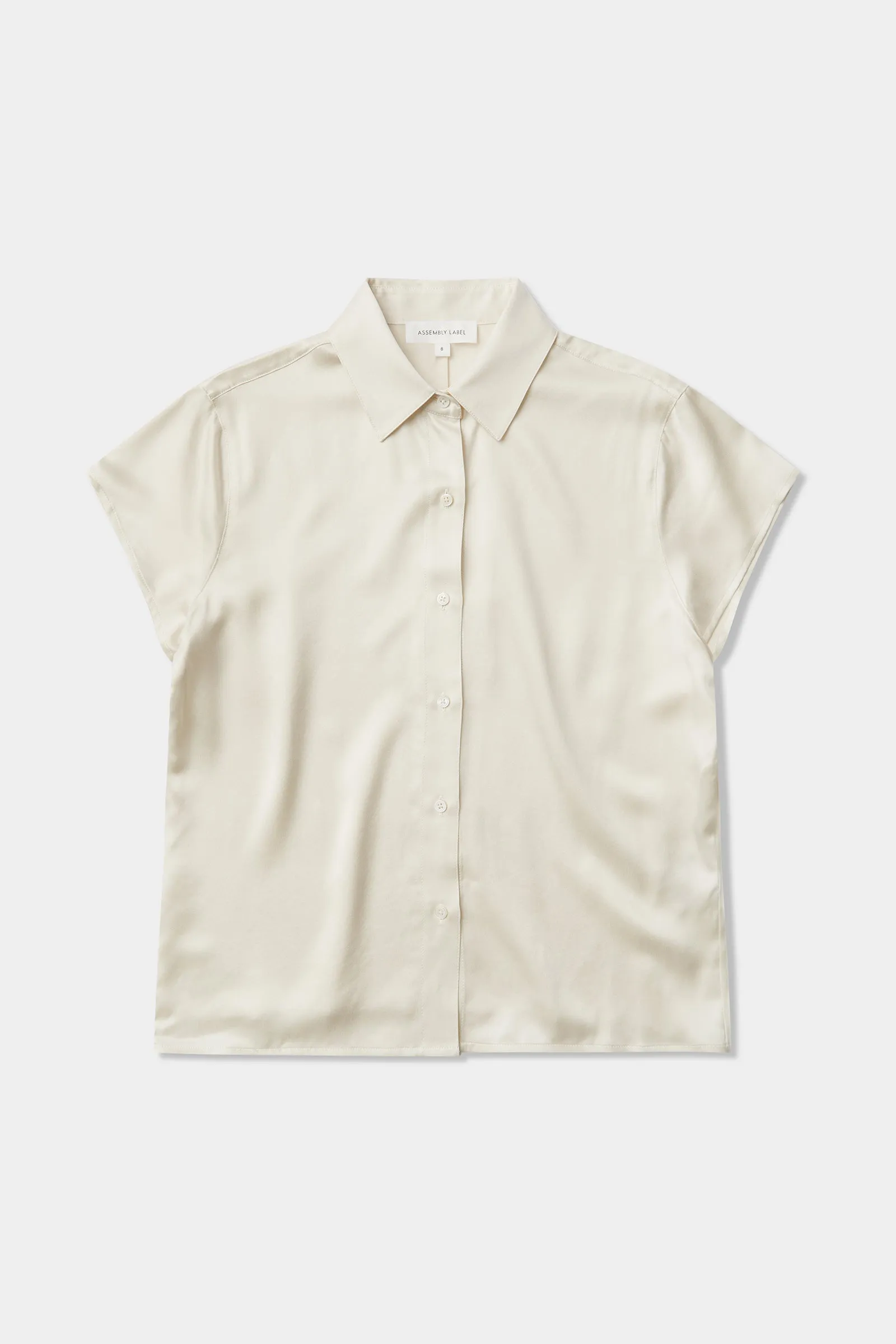 Quick Release Cuffs Patterned Design Karri Silk Short Sleeve Shirt