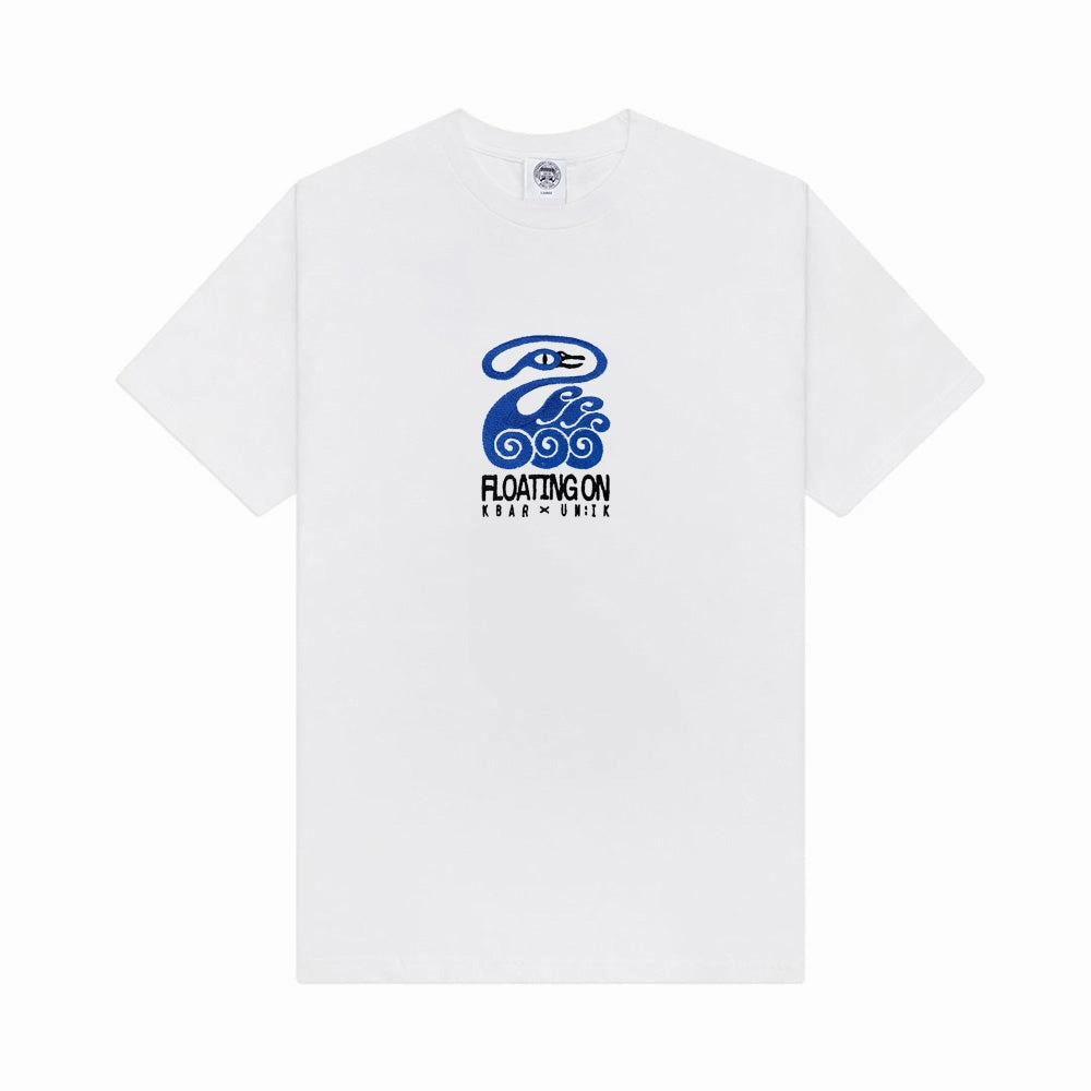 KBAR X UN:IK 'Floating On' Embroidered Tee - White Fit for Any Season Cozy Layer