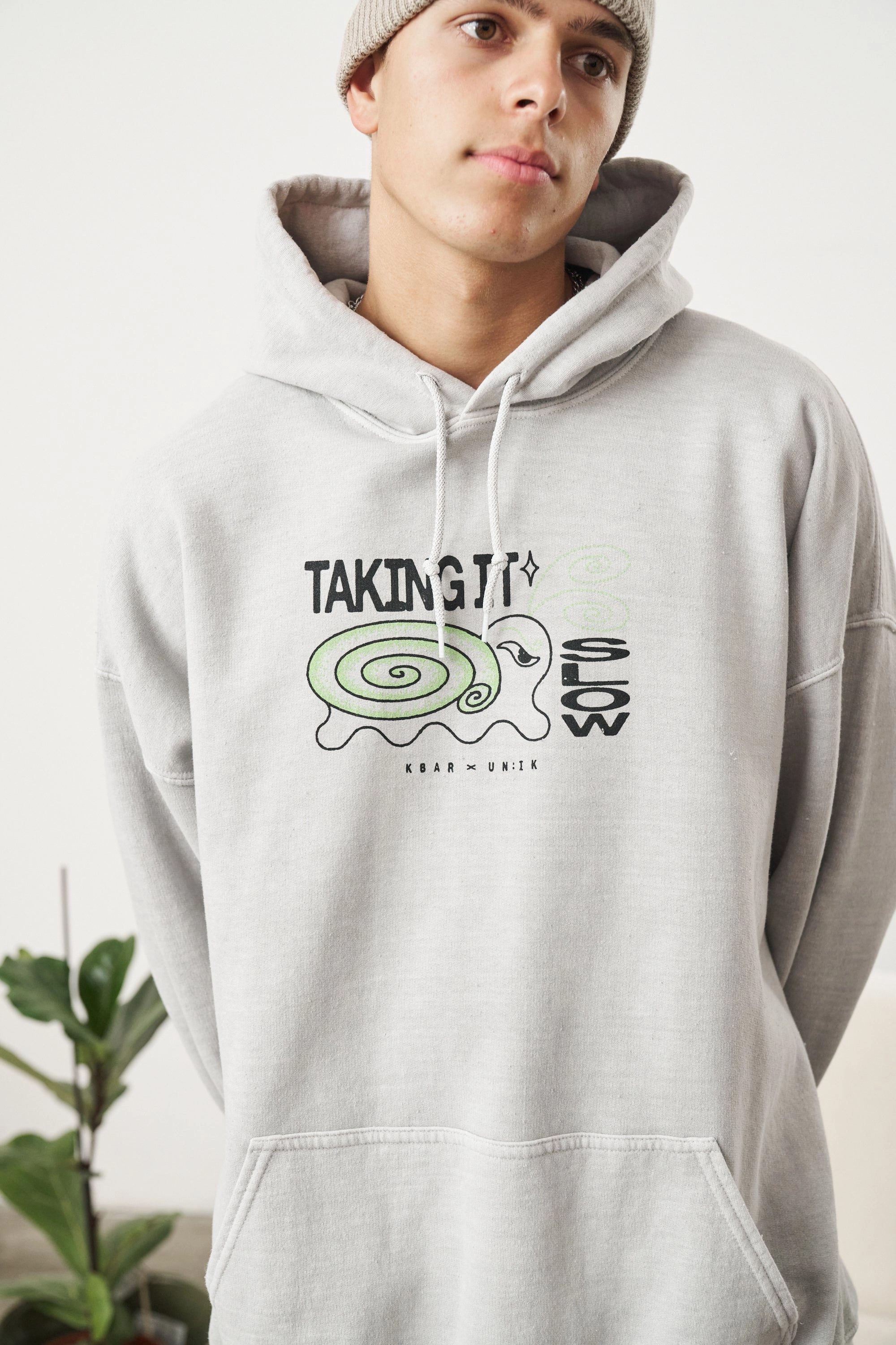 KBAR X UN:IK 'Taking It Slow' Vintage Washed Hoodie - Grey Road Trip