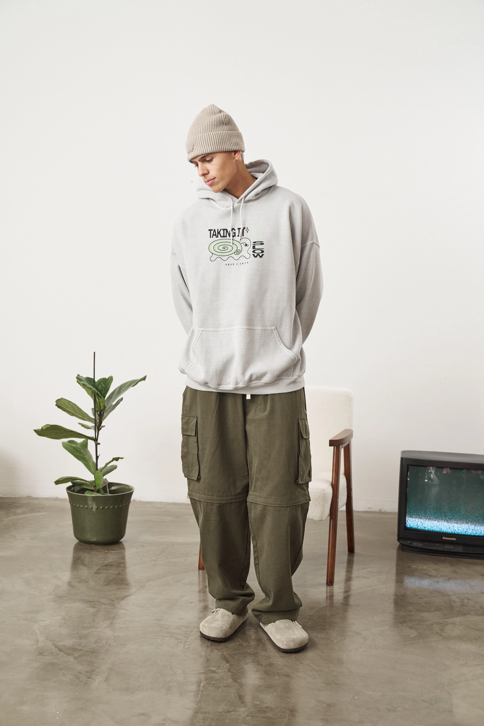 High Stretch Elastic KBAR X UN:IK 'Taking It Slow' Vintage Washed Hoodie - Grey