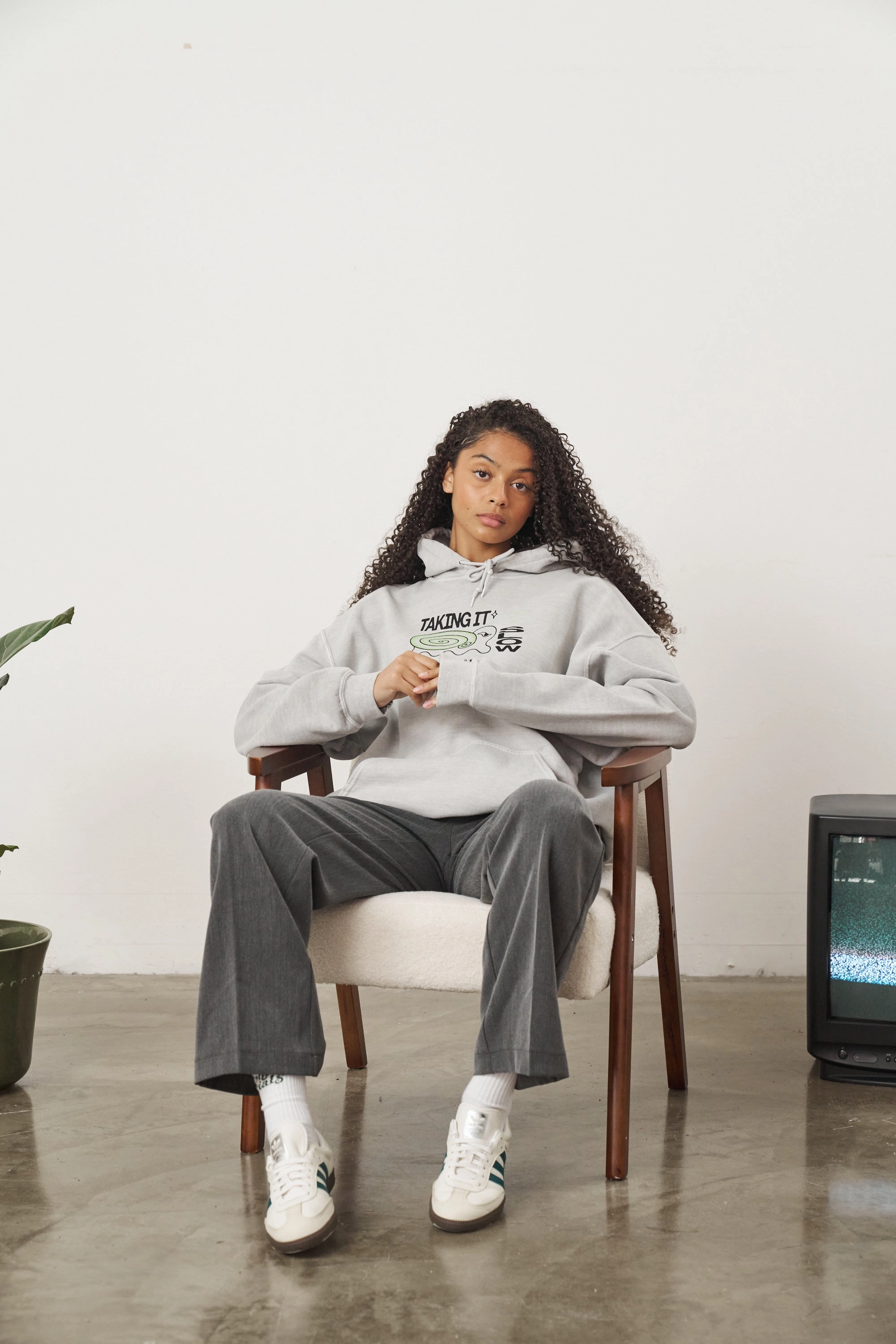 KBAR X UN:IK 'Taking It Slow' Vintage Washed Hoodie - Grey High Quality Cotton Adult