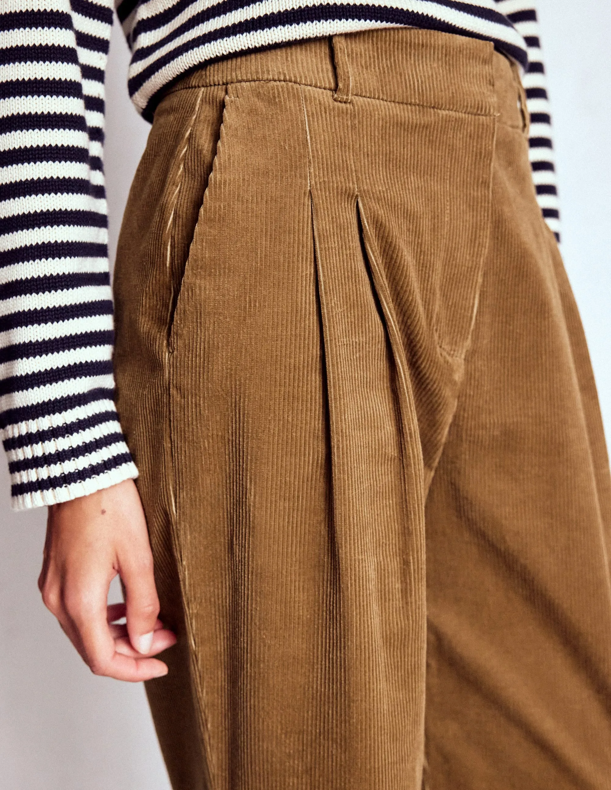 High Rise Design Kensington Cord Trousers-Latte