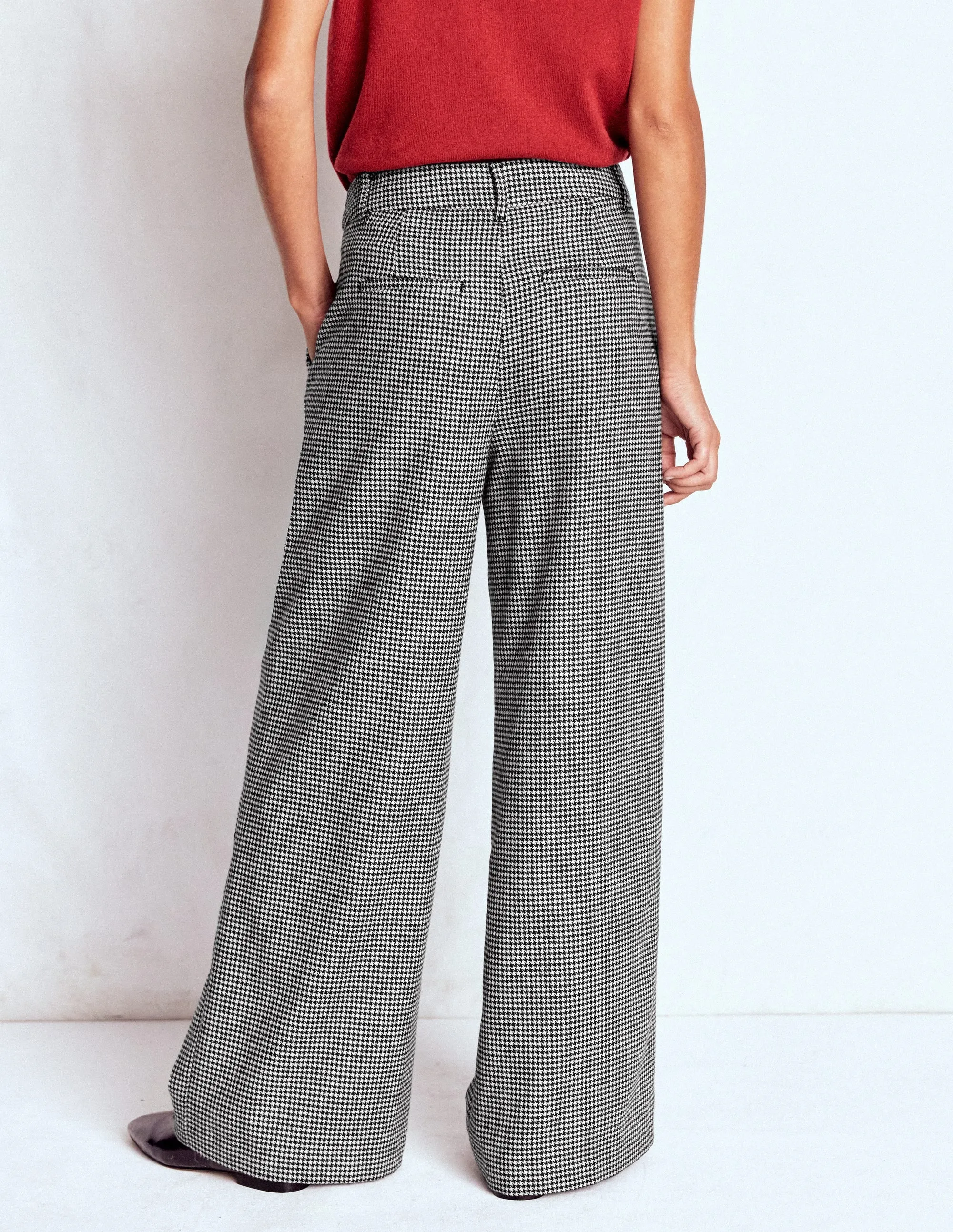 Kensington Wool Trousers-Black and Ivory Puppytooth Relaxed Comfort