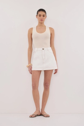 Summer Wardrobe Relax Fit Comfort KERA WHITE DENIM A LINE SKORT