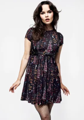 Music-Concert Quiet Mood Foxglove Mini Skater Dress