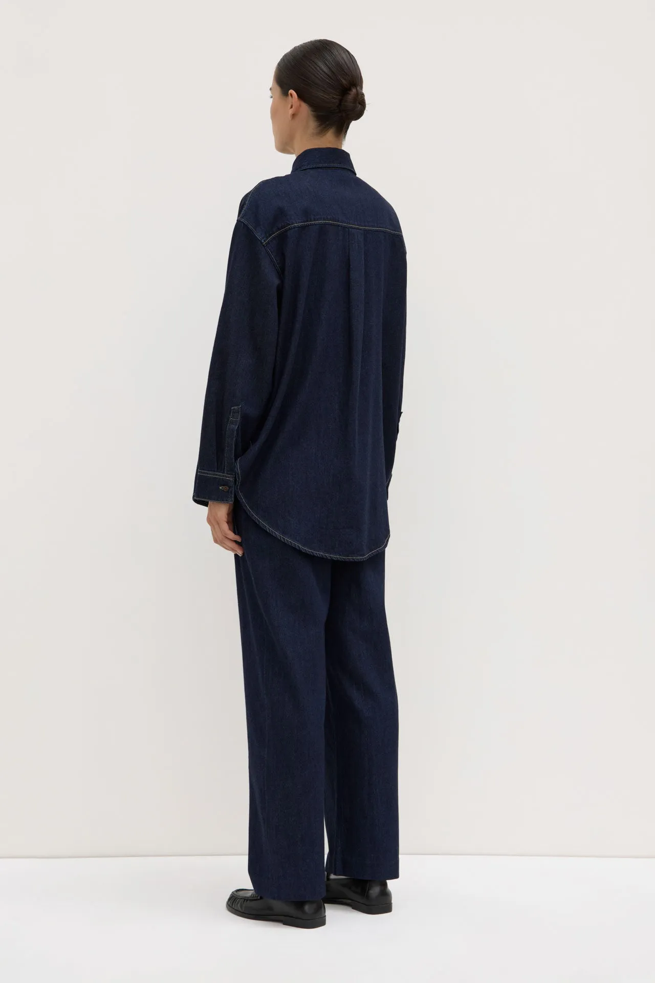 Kiera Recycled Denim Shirt Two Tone Stitching