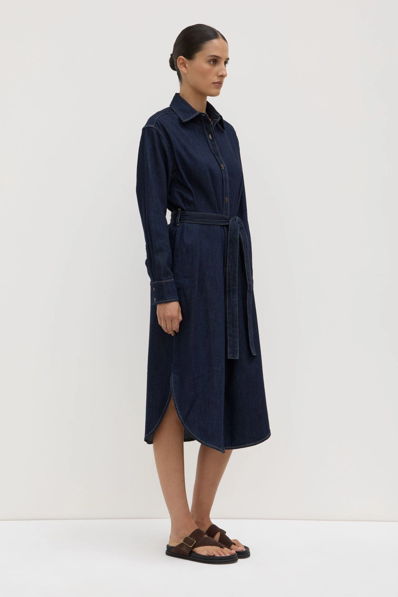 Playful Cut Kiera Recycled Denim Midi Shirt Dress