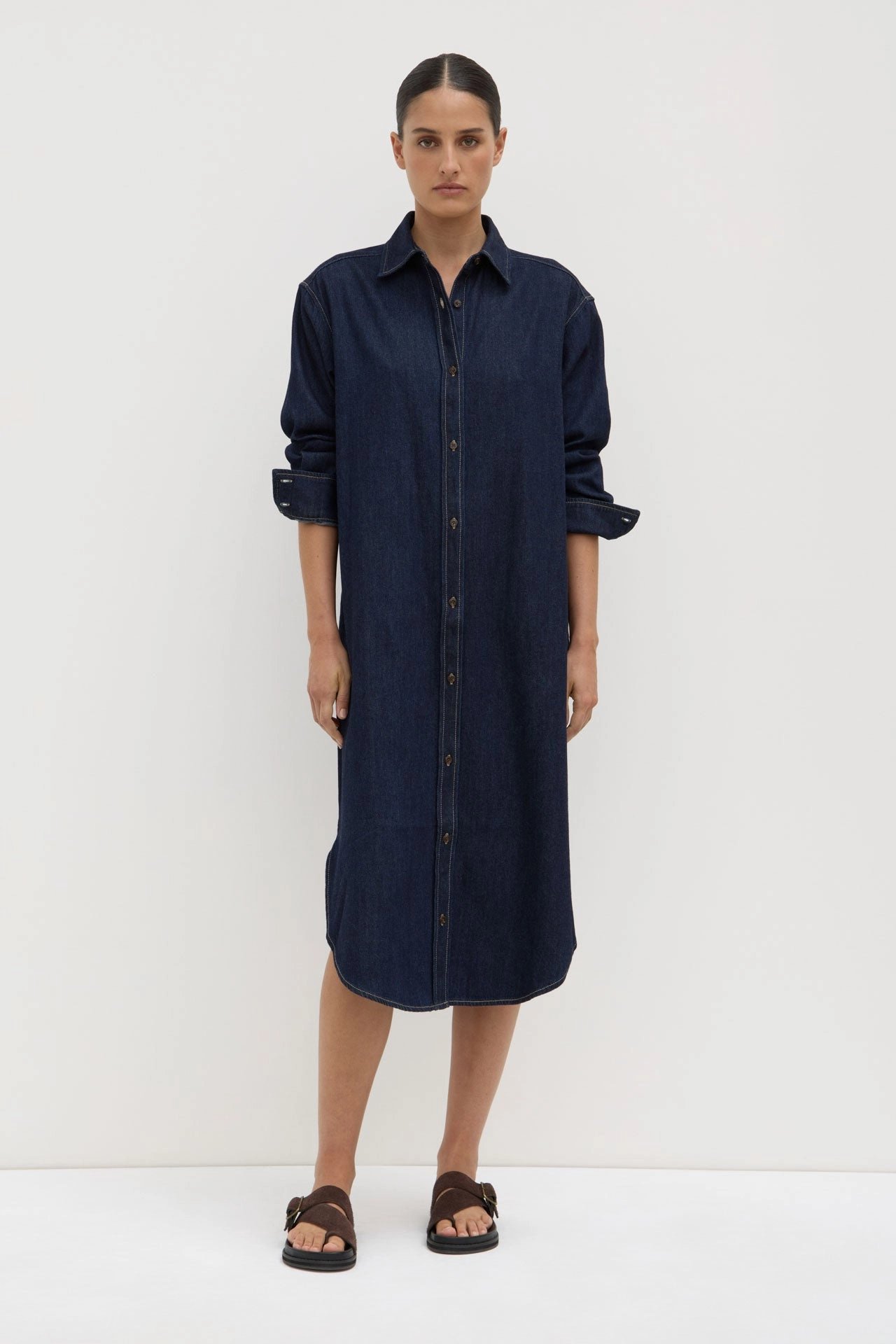 Classic Layering Kiera Recycled Denim Midi Shirt Dress
