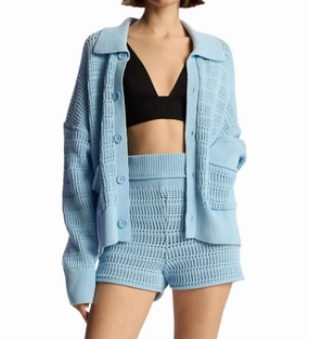 Kingsley Crochet Knit Cardigan In Rio Casual Knit Wear Seamless Stitching