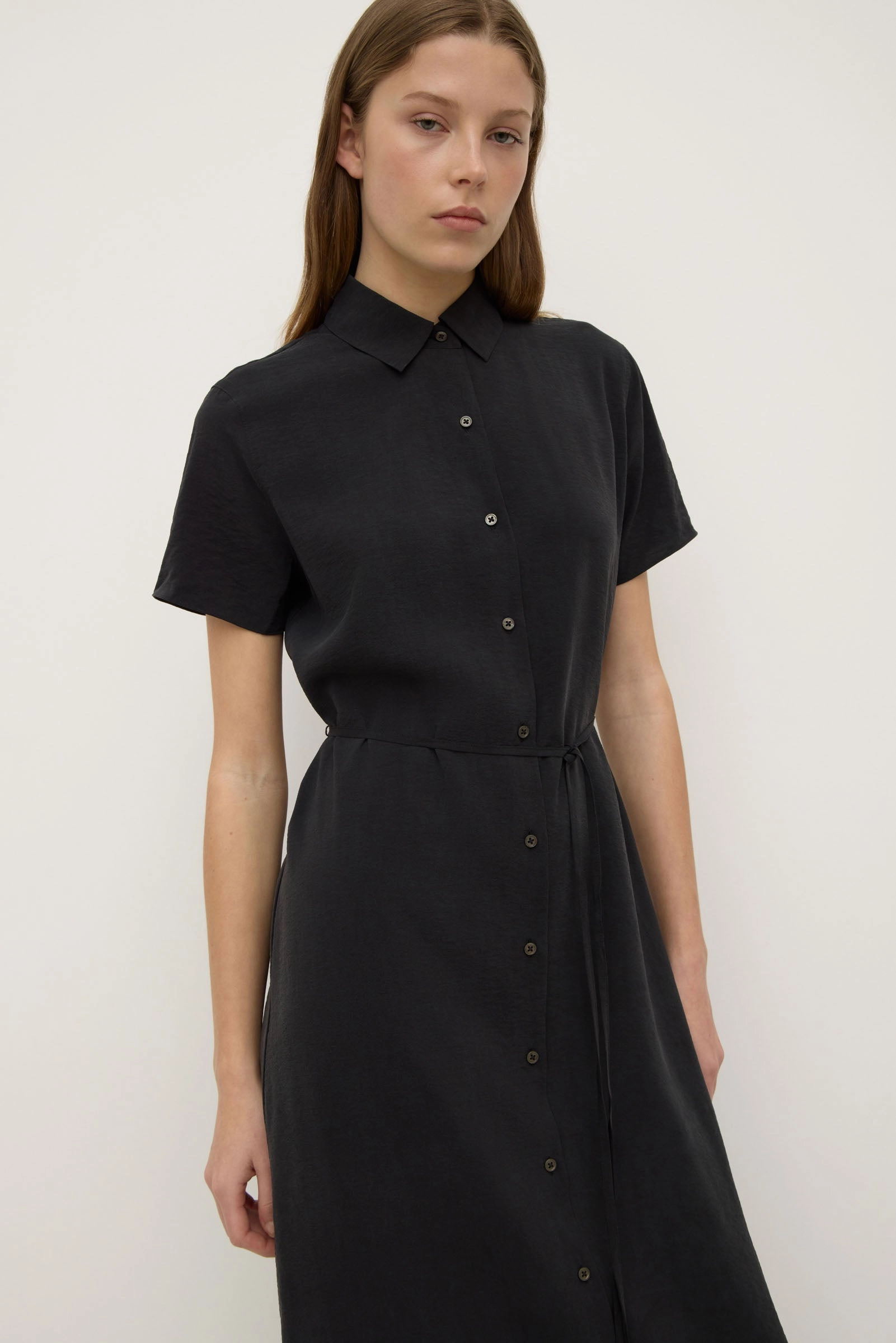 Clean Edge Heather Silk Blend Shirt Dress