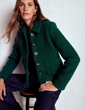 Structured Casual Fit Knightsbridge Wool Jacket-Emerald Night