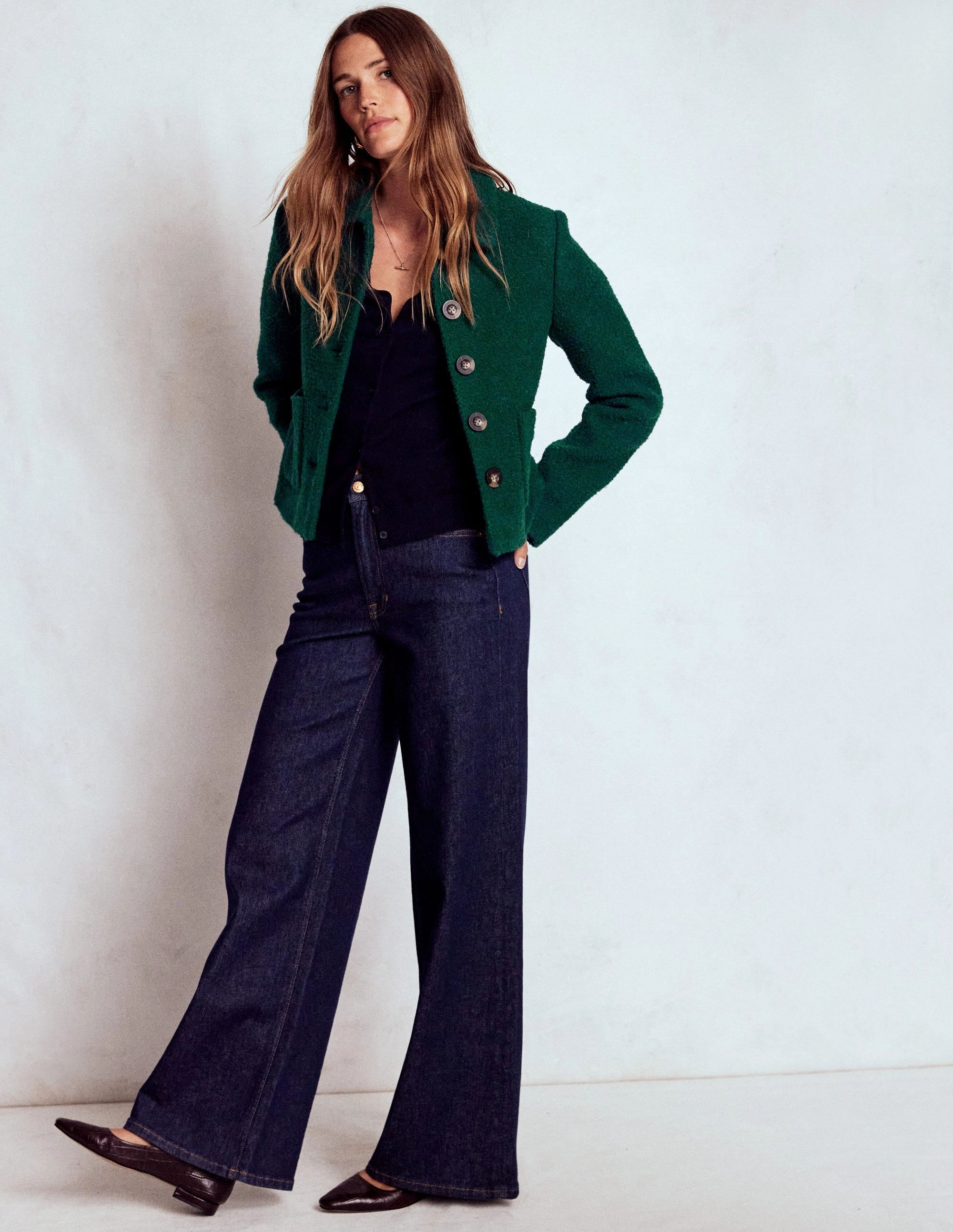 Knightsbridge Wool Jacket-Emerald Night Outdoor Look