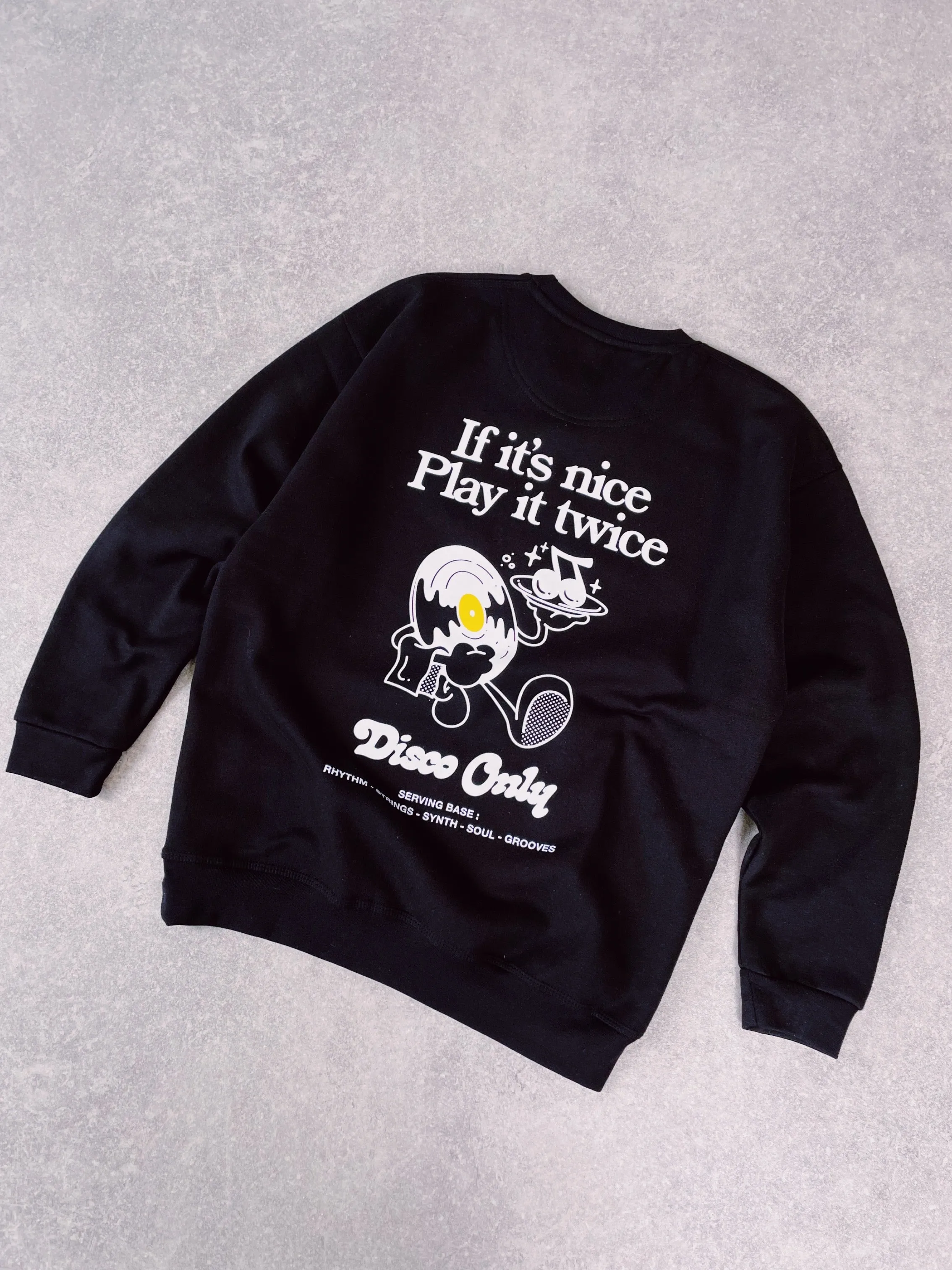 DISCO ONLY 'Play It Twice V2' Sweater - Black Snuggle Style