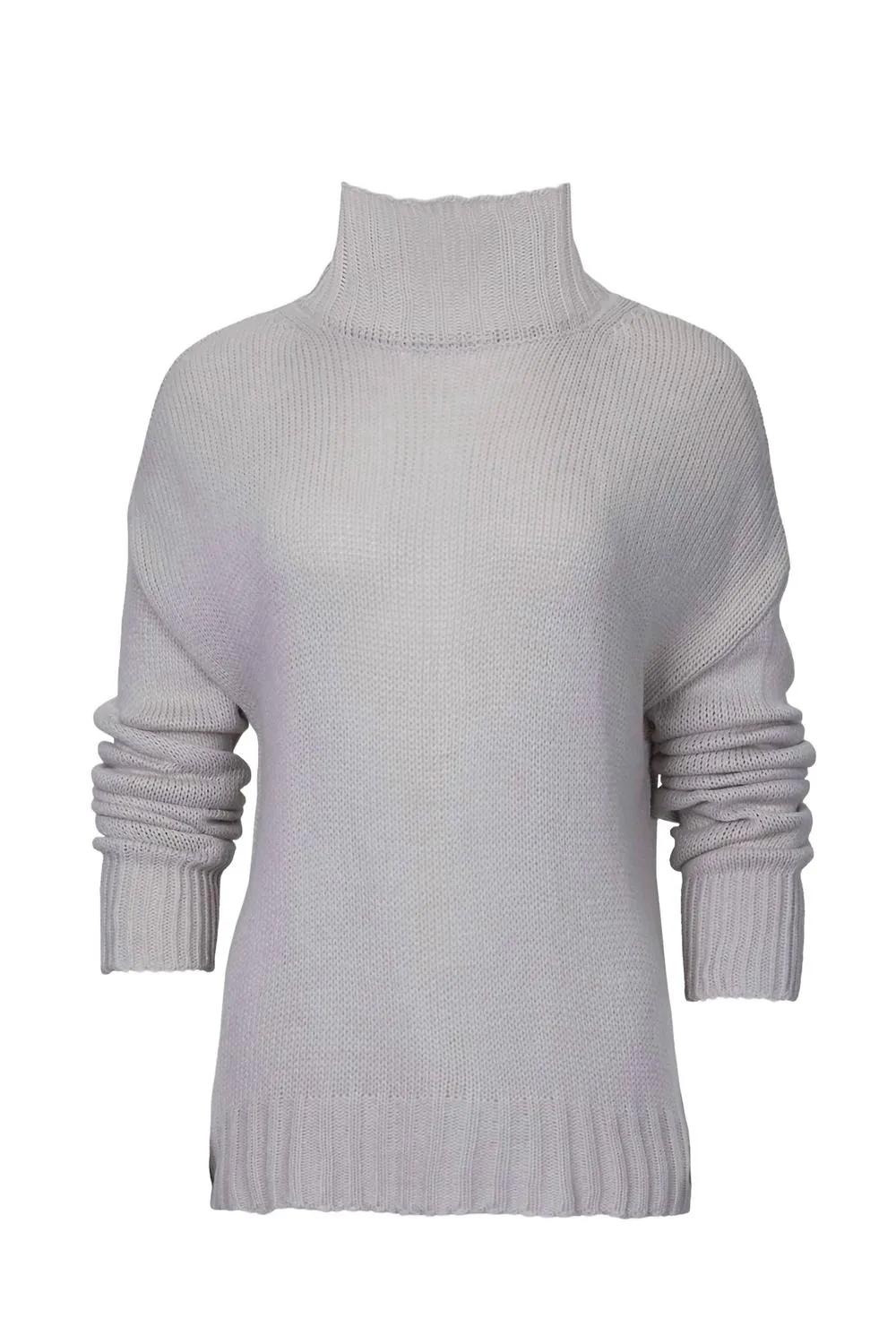Knit Mock Neck Sweater In Beige Lightweight Merino Fashion Knitwear