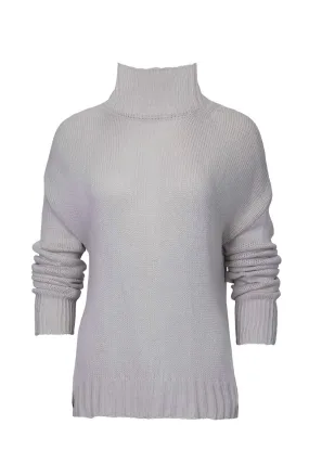 Knit Mock Neck Sweater In Beige Lightweight Merino Fashion Knitwear