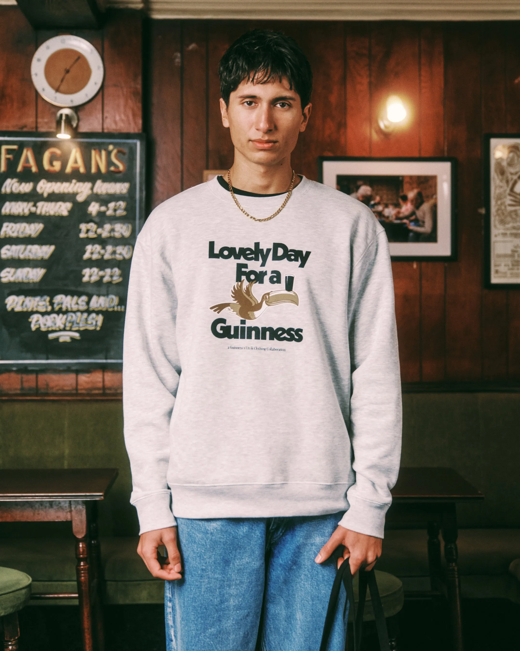 Knitwear Comfort Fashion Knit Layer Guinness x UN:IK 'Lovely Day' Sweater - Ash Grey
