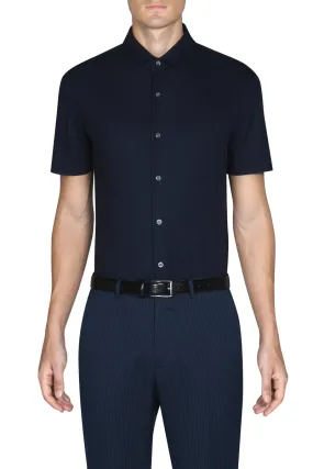 Knit Short Sleeve Smart Shirt | Navy NNY096 Athleisure Wear Versatile Clothing