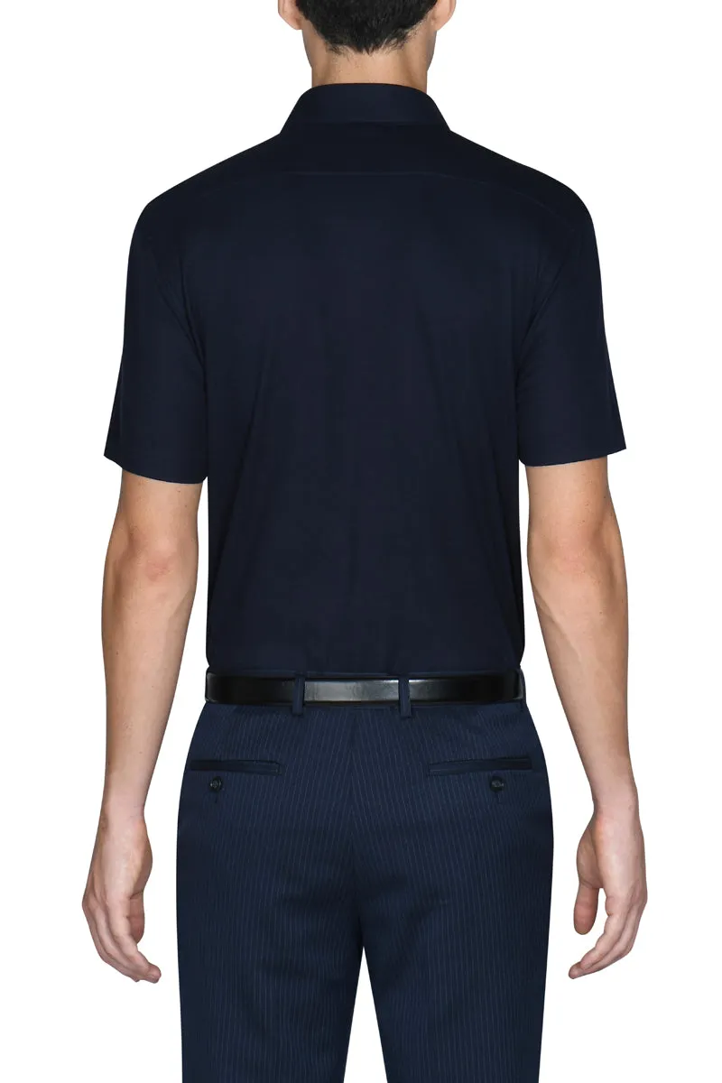 Knit Short Sleeve Smart Shirt | Navy NNY096 hypoallergenic