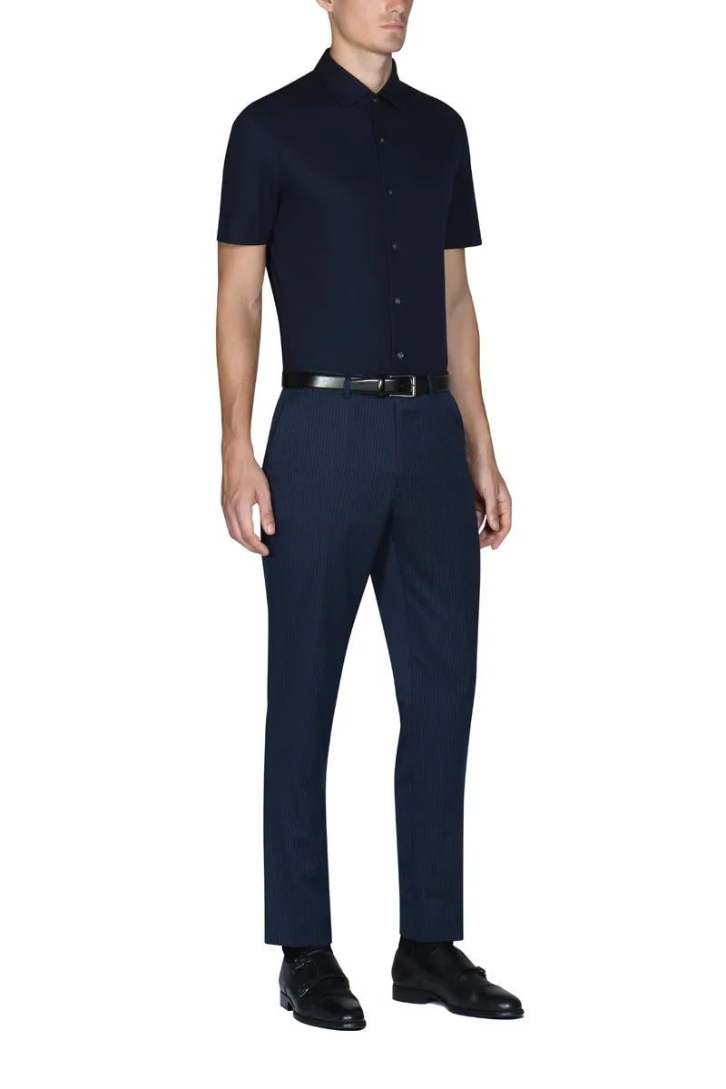 Knit Short Sleeve Smart Shirt | Navy NNY096 Date night
