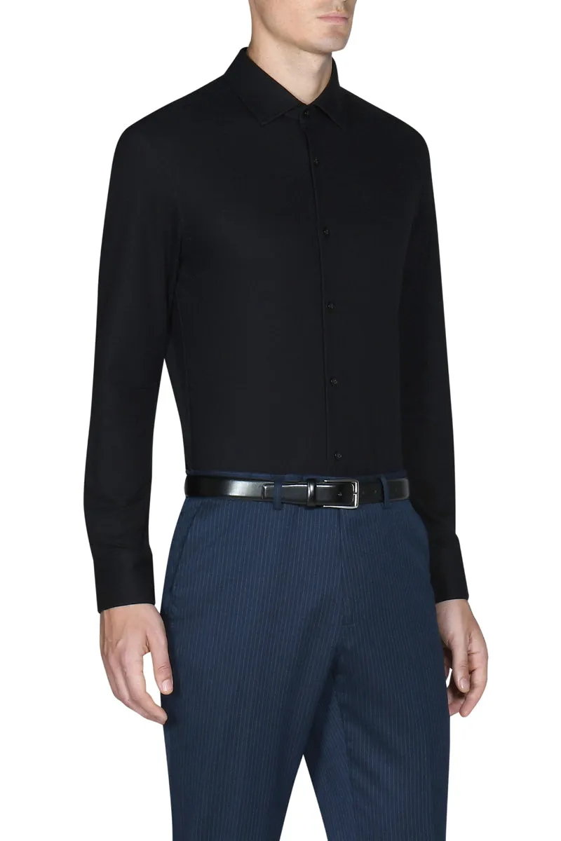 Knit Smart Shirt | Black BKFD01 Business Meeting Seasonal Fashion