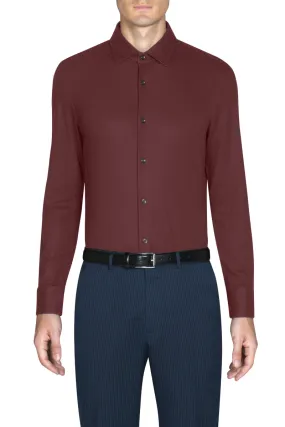 Soft Touch Fabric Lounge Wear Knit Smart Shirt | Burgundy RDE179