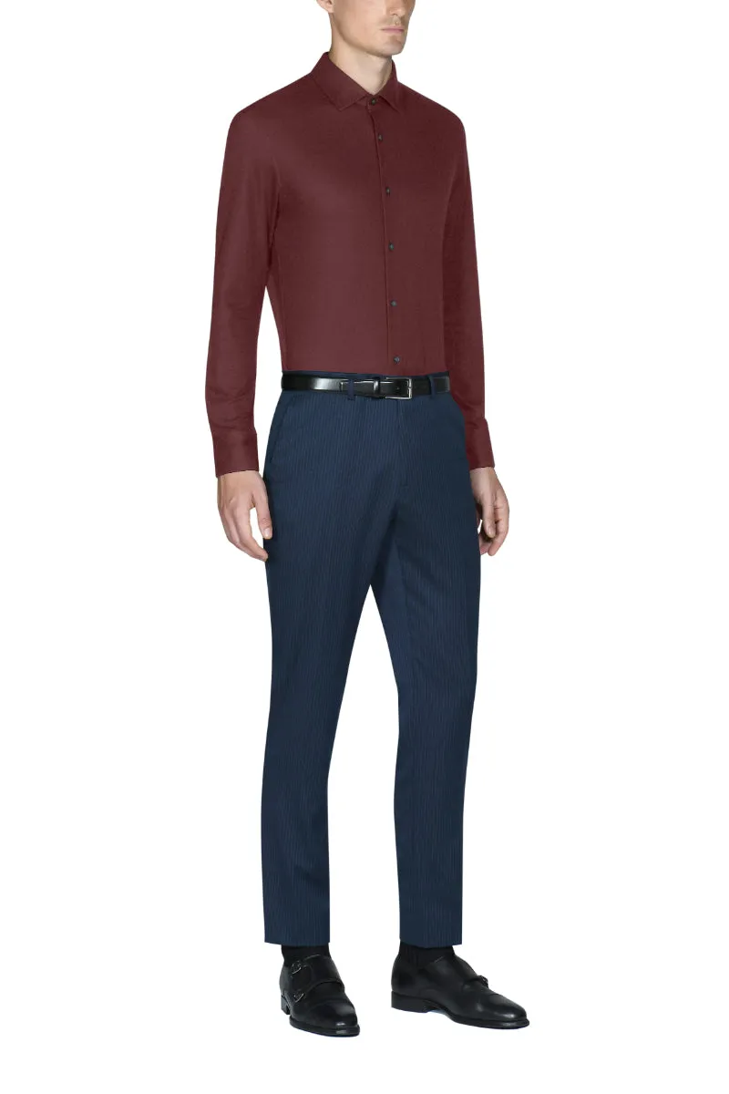 Earthy Palette Stylish Detail Knit Smart Shirt | Burgundy RDE179