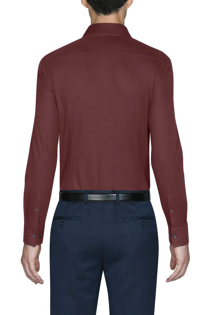 Knit Smart Shirt | Burgundy RDE179 Fitted Cut