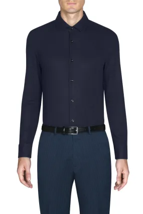Knit Smart Shirt | Navy NNY096 Sleek Silhouette Polka Dot