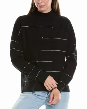 Breathable Open Weave InCashmere Broken Stripe Cashmere Sweater