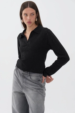 Cold Weather Wear Functional Wear Knit Polo Top