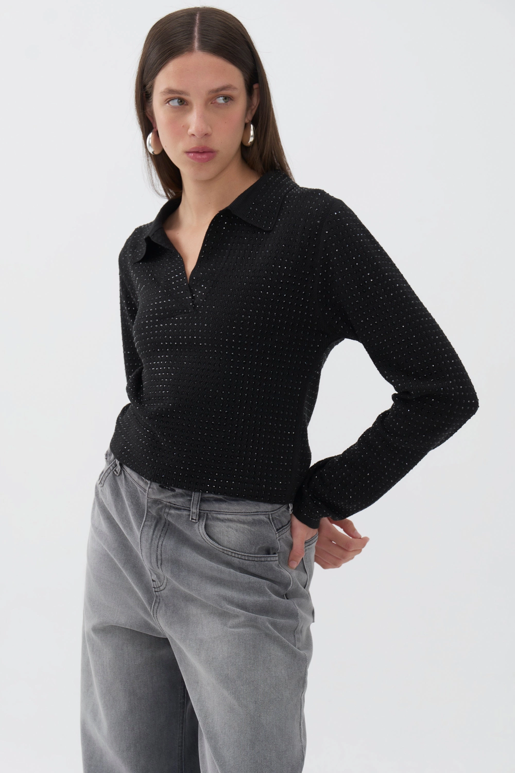 Sustainable Yarn Classic Knit Knit Polo Top