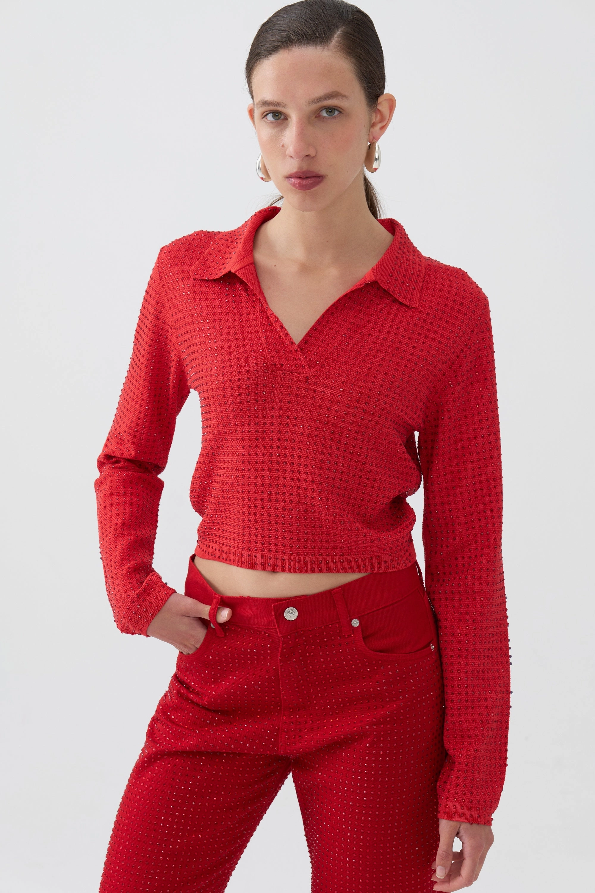 Winter Perfection Fashion Layers Knit Polo Top