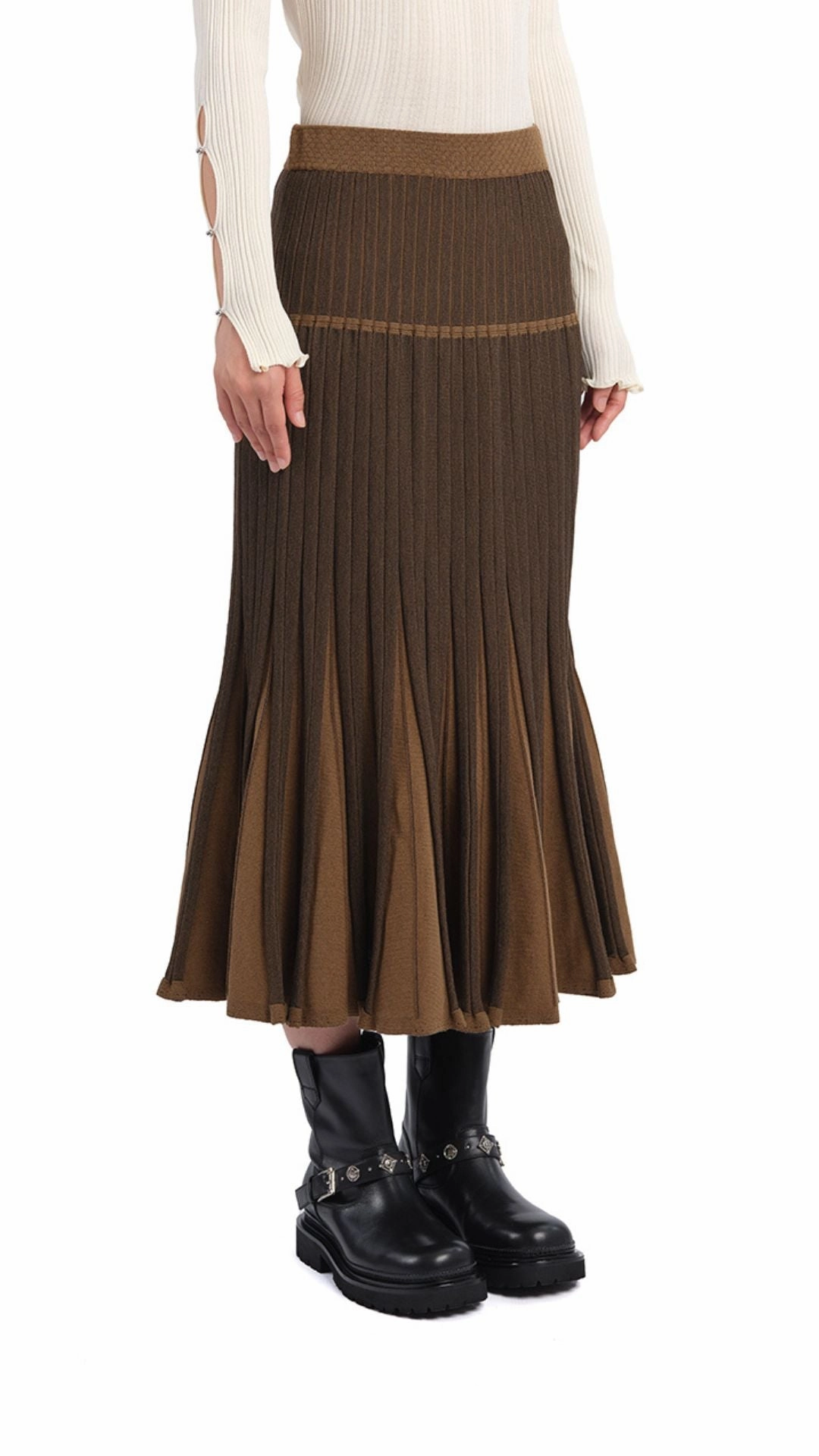 Double Layer Knitted Flare Skirt