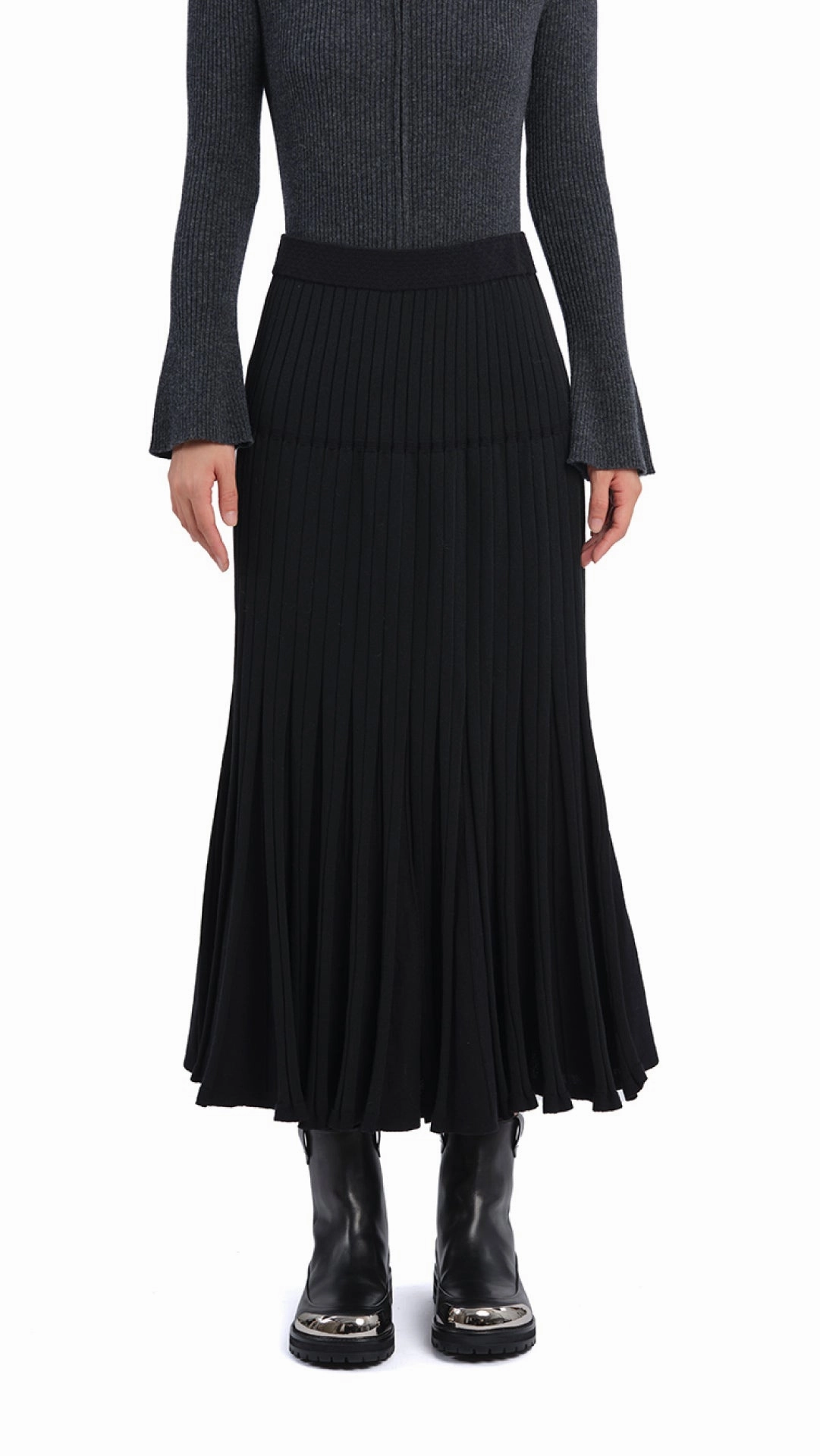 Knitted Flare Skirt Polished Look Modest Wear