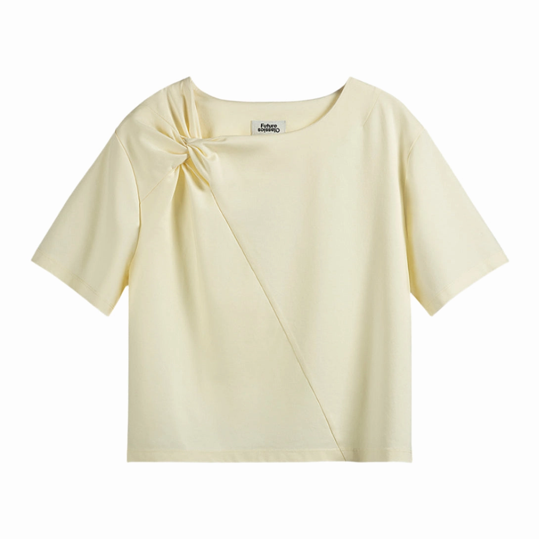 Knotted Shoulder SS Tee Soft and Cozy Soft Finish